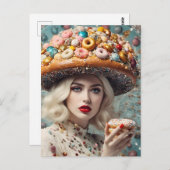 Blond Woman on Planet Doughnut Fantasy Postkarte (Vorne/Hinten)