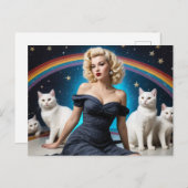 Blond Woman White Cats Rainbow Postkarte (Vorne/Hinten)
