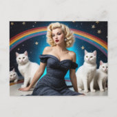 Blond Woman White Cats Rainbow Postkarte (Vorderseite)