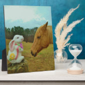 Blond Yellow horse & Easter Bunny Fotoplatte (Seite)
