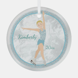 Blonde Abbildung Skater in Aqua Ornament Aus Glas