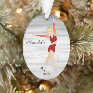 Blonde Abbildung Skater in Rot Ornament