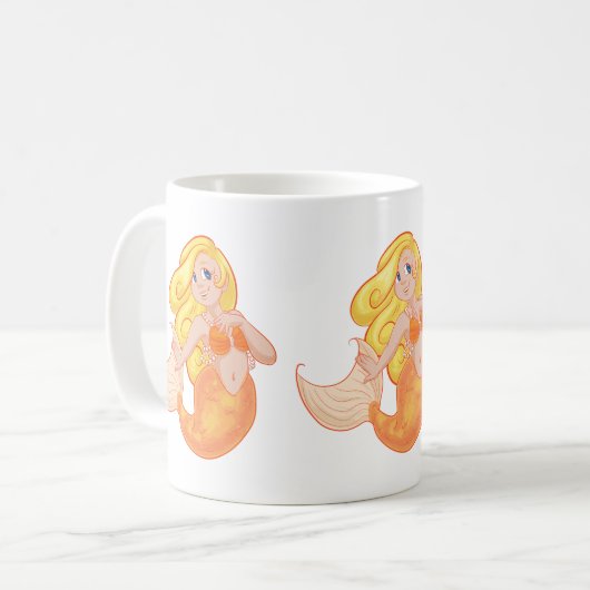 Blonde Adorable Meerjungenkaffee / Latte Tasse (Vorderseite Links)