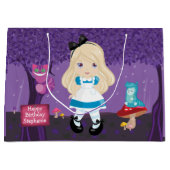 Blonde Alice mit Cheshire Katze Große Geschenktasc Geschenktüte (Vorderseite)