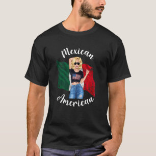 Blonde Amerikanerin Mexiko USA Flaggencreme T-Shirt