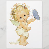 Blonde Angel Baby mit Schmetterling.