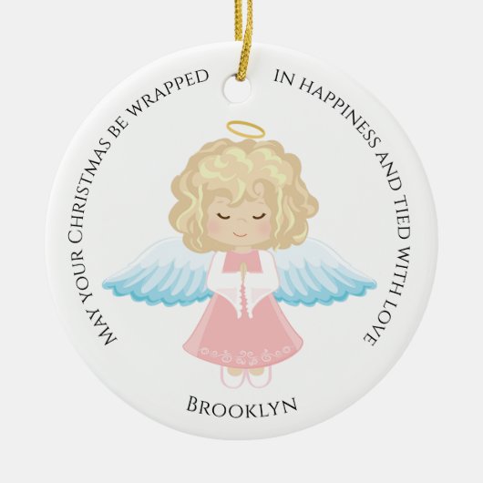 Blonde Angel Keramik Ornament (Vorne)