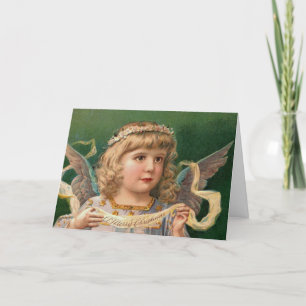 Blonde Angel mit Weihnachtsbanner Feiertagskarte