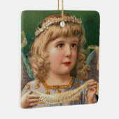 Blonde Angel mit Weihnachtsbanner Keramikornament (Rechts)