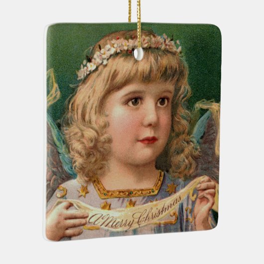 Blonde Angel mit Weihnachtsbanner Keramikornament (Rechts)