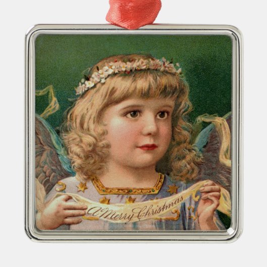 Blonde Angel mit Weihnachtsbanner Ornament Aus Metall (Vorne)