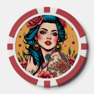 Blonde Ankerl mit Rosen Pokerchips