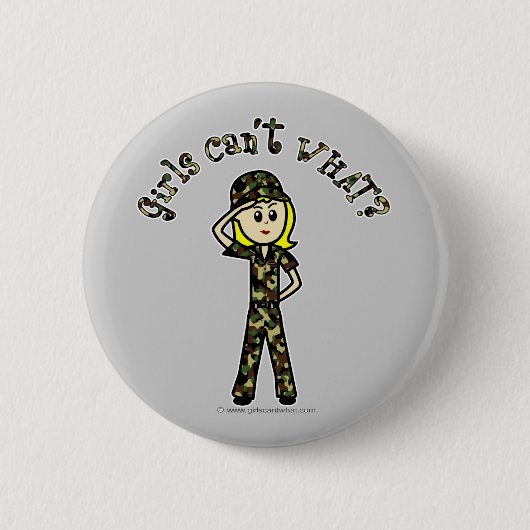 Blonde Army-Frau Button (Vorderseite)