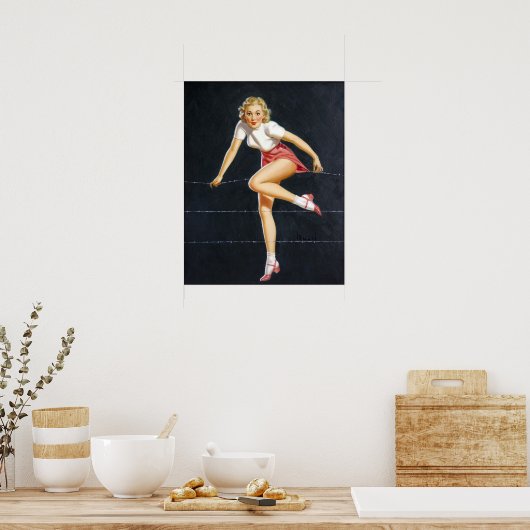 Blonde auf Draht Button hoch Poster (Küche)