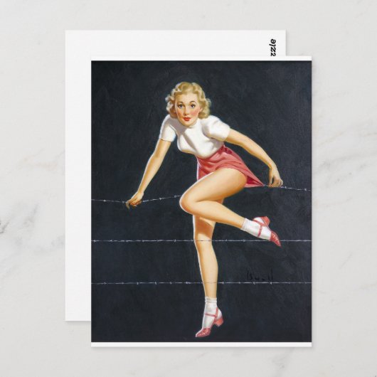 Blonde auf Draht Button hoch Postkarte (Vorne/Hinten)