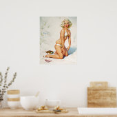 Blonde auf Sand Button Up Poster (Küche)