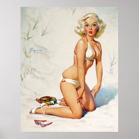 Blonde auf Sand Button Up Poster (Vorne)