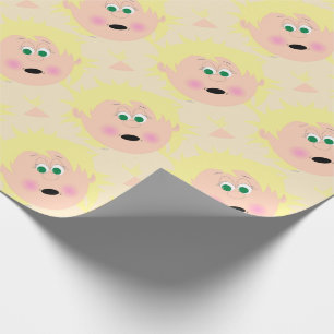 Blonde Baby Girl Face Animated Kapskids Geschenkpapier