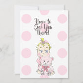 Blonde Baby Girl mit Teddy Bear Baby Showier Einladung (Rückseite)