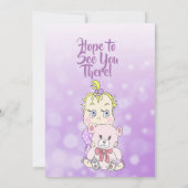 Blonde Baby Girl mit Teddy Bear Baby Showier Einladung (Rückseite)