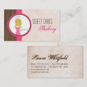 Blonde Baker auf der Pink Brown Cup Cakes Business Visitenkarte (Vorne/Hinten)
