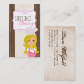 Blonde Baker auf der Pink Brown Cup Cakes Business Visitenkarte (Vorne/Hinten)