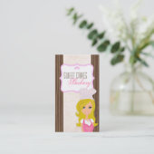 Blonde Baker auf der Pink Brown Cup Cakes Business Visitenkarte (Stehend Vorderseite)