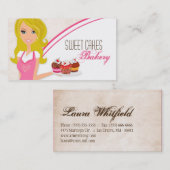 Blonde Baker auf der Pink Brown Cup Cakes Business Visitenkarte (Vorne/Hinten)