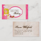 Blonde Baker auf der Pink Brown Cup Cakes Business Visitenkarte (Vorne/Hinten)