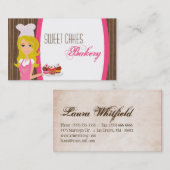 Blonde Baker auf der Pink Brown Cup Cakes Business Visitenkarte (Vorne/Hinten)