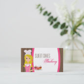Blonde Baker auf der Pink Brown Cup Cakes Business Visitenkarte (Stehend Vorderseite)