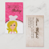 Blonde Baker auf der Pink Brown Cup Cakes Business Visitenkarte (Vorne/Hinten)