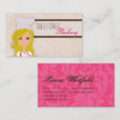 Blonde Baker auf der Pink Brown Cup Cakes Business Visitenkarte (Vorne/Hinten)