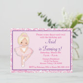 Blonde Ballerina Birthday Einladung (Stehend Vorderseite)