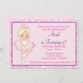 Blonde Ballerina Birthday Einladung (Vorne/Hinten)