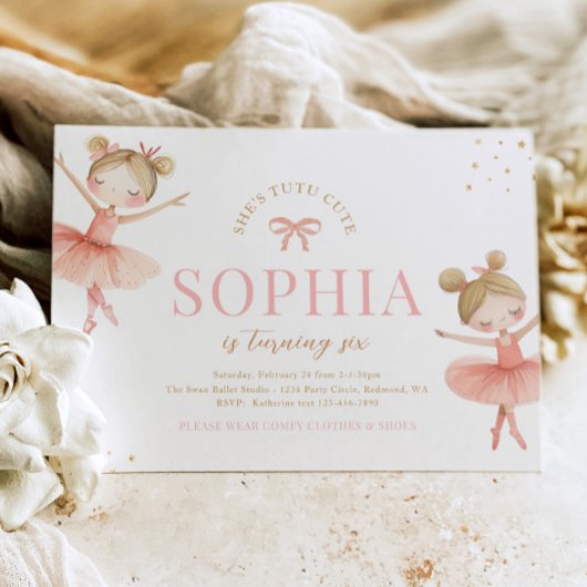Blonde Ballerina Birthday Einladung