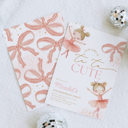 Blonde Ballerina Birthday Einladung