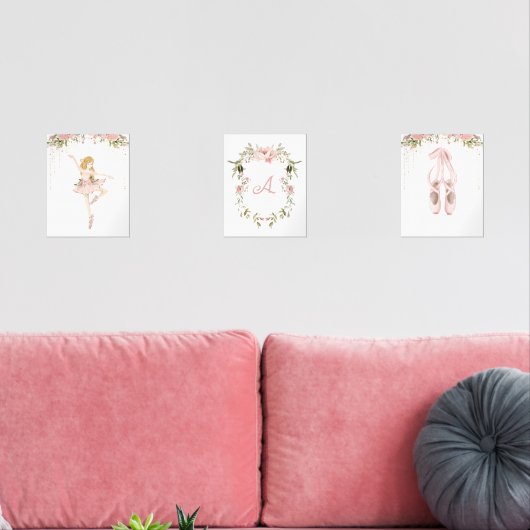 Blonde Ballerina druckt rot-rosa Mädchenzimmer Bilderwand Sets (Wohnzimmer)