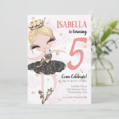 Blonde Ballerina Geburtstagsparty Einladung (Stehend Vorderseite)