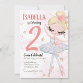 Blonde Ballerina Geburtstagsparty Einladung (Vorderseite)
