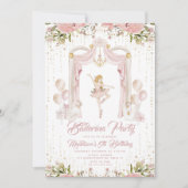 Blonde Ballerina Geburtstagszentrum Bühne Einladung (Vorderseite)