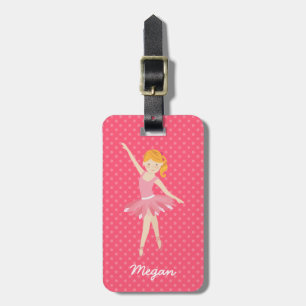Blonde Ballerina mit rosa Tupfen Gepäckanhänger