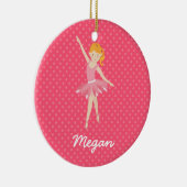 Blonde Ballerina mit rosa Tupfen Keramik Ornament (Rechts)