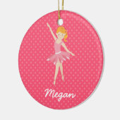 Blonde Ballerina mit rosa Tupfen Keramik Ornament (Links)