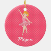 Blonde Ballerina mit rosa Tupfen Keramik Ornament (Hinten)