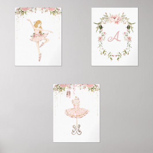 Blonde ballerina monogramm Mädchenzimmer Bilderwand Sets (Vorderseite)