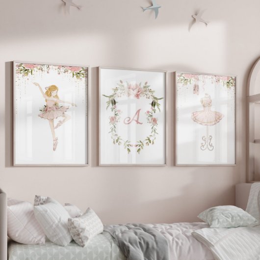 Blonde ballerina monogramm Mädchenzimmer Bilderwand Sets