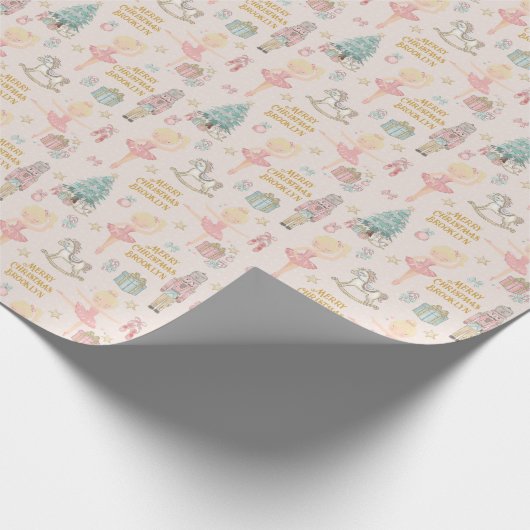 Blonde Ballerina Personalisiert Nutcracker Geschenkpapier (Ecke)