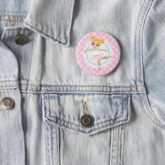 Blonde Ballerina - Pink Ballet Dancer Girl Button (Beispiel)