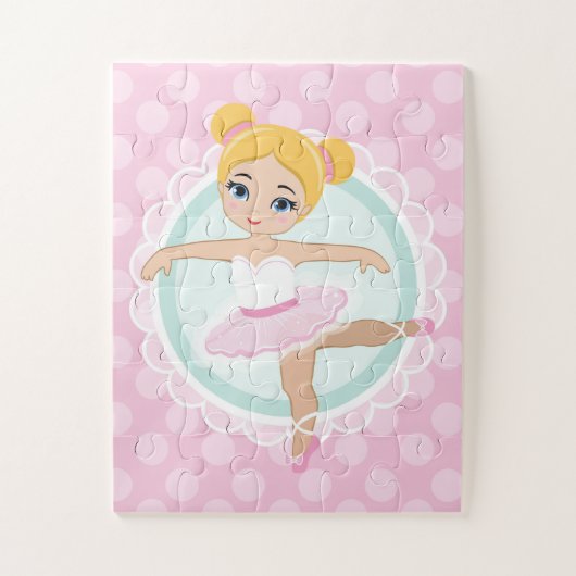 Blonde Ballerina - Pink Ballet Dancer Girl Puzzle (Vertikal)